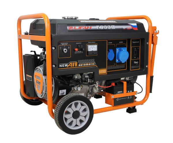 Бензиновый генератор Lifan 7 GF-4 (LF7500E) на колесах фото
