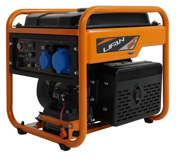 Бензиновый инверторный генератор Lifan 6500IOE на колесах фото