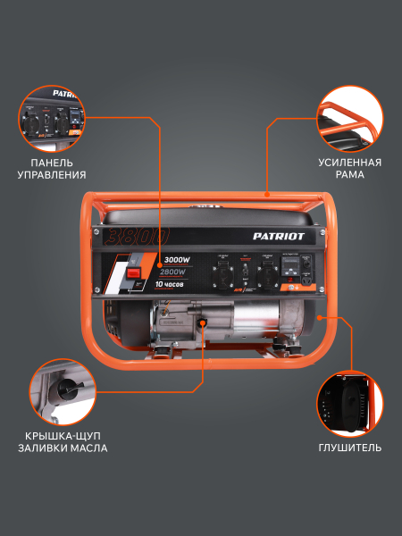 Бензиновый генератор PATRIOT GRS 3800 2-х тактный фото