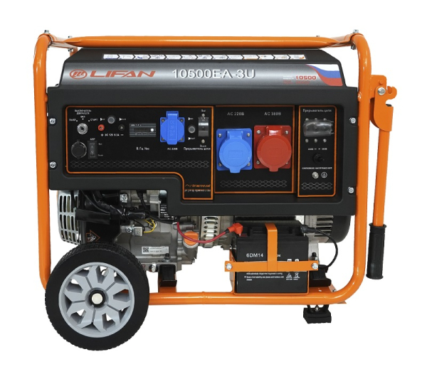 Бензиновый генератор Lifan 10500EA-3U с датчиком моточасов (с мощн без огранич при 1-но и 3-х фазном режиме) портативный фото