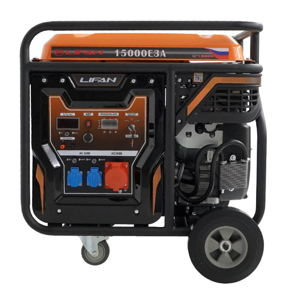 Бензиновый генератор Lifan 15000E3A передвижной фото